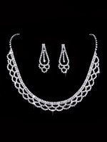Hochzeit Halskette Set Silber Strass Perlen Schmuck Set Braut Ohrringe und Halskette