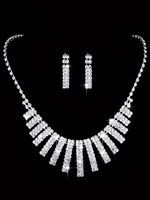 Hochzeit Halskette Set Silber Strass Schmuck Set Braut Ohrringe und Halskette