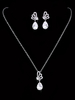 Hochzeit Halskette Set Silber Tropfen Ohrringe Strass Perlen Brautschmuck Set