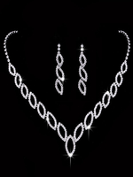 Hochzeit Halskette Set Strass Schmuck Set Hollow Bridal Silber Ohrringe und Halskette