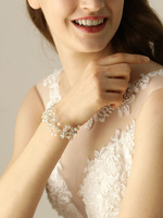 Hochzeit Handgelenk Corsage Silber Perlen Strass Braut Armband