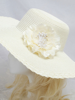 Hochzeit Hut Blumen Stroh Cap Rose Haarschmuck Sommer Beach Strand Kopfbedeckungen
