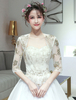 Hochzeit Jacke Bolero Tüll Pailletten halbe Ärmel bestickt Braut vertuschen