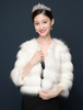 Hochzeit Jacke Kunstpelz Langarm Elfenbein Winter Bridal Cover Ups