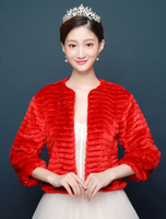 Hochzeit Jacke Wrap Kunstpelz Schal rot Winter Bridal Cover Ups