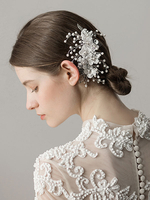 Hochzeit Kamm Silber Kopfschmuck Strass Perlen Braut Haarschmuck