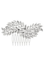 Hochzeit Kamm Silber Strass Beading Blatt Braut Haarschmuck