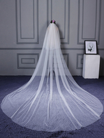 Hochzeit Kathedrale Schleier Schnitt Edge Ein Tier Wasserfall Elfenbein Schleier für Brides