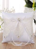 Hochzeit Kissen Lace Strass Bögen Ringträger Kissen