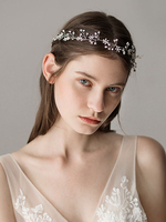 Hochzeit Kopfbedeckungen Silber Strass Perlen Stirnband Braut Haarschmuck