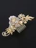 Hochzeit Kopfschmuck Gold Kamm Strass Perlen Braut Haarschmuck