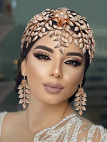 Hochzeit Kopfschmuck Ohrringe Kopfbedeckung Metall Haarschmuck für die Braut