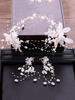 Hochzeit Kopfschmuck Set Perlen Schmetterling Ohrringe Braut Haarschmuck