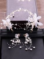 Hochzeit Kopfschmuck Set Perlen Schmetterling Ohrringe Braut Haarschmuck