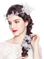 Hochzeit Kopfschmuck weiße Blumen Perlen Haarspangen und Kamm Braut Haarschmuck