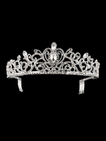 Hochzeit Krone Prinzessin Tiara Braut Kamm Kopfschmuck Strass Silber Royal Hair Zubehör