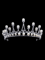 Hochzeit Krone Prinzessin Tiara Braut Kopfschmuck Perlen Strass Silber Royal Haarschmuck