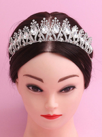 Hochzeit Krone Silber Haarschmuck Perlen Strass Tiara Braut Kopfschmuck