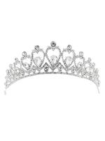 Hochzeit Krone Tiara Silber Strass Perlen Kopfschmuck Schatz Braut Haarschmuck