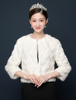 Hochzeit Kunstpelz Jacke Ivory Wrap Schal Langarm Top Bridal Cover Ups