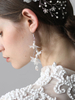 Hochzeit Ohrringe Silber Perlen Blume Brautschmuck