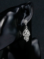 Hochzeit Ohrringe Silber Strass Perle durchbohrt Brautschmuck