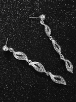 Hochzeit Ohrringe Silber Strass verlässt Brautschmuck