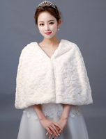 Hochzeit Poncho Kunstpelz Braut Winter Top