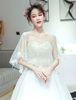 Hochzeit Ponchos Wrap Tüll bestickt Federn Braut vertuschen