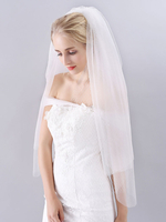 Hochzeit Schleier drei Tier Cut Edge Wasserfall Brautschleier