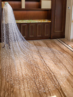 Hochzeit Schleier Elfenbein Kathedrale Wasserfall Sternen Spitze Applique 2 Tier lange Brautschleier Haarschmuck