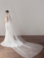 Hochzeit Schleier Elfenbein Schnittkante Ein Tier Doppelkamm Lange Brautschleier