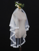 Hochzeit Schleier Elfenbein Spitze Applique One Tier Tüll Brautschleier
