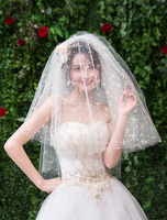 Hochzeit Schleier Gold Pailletten vierstufige Net Tüll geschnitten Rand klassische Brautschleier
