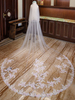 Hochzeit Schleier Kathedrale Wasserfall Spitze Applique 2 Tier lange Brautschleier