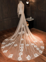 Hochzeit Schleier zwei Tier Lace Tüll Cut Edge Classic Brautschleier