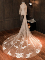 Hochzeit Schleier Zwei Tier Lace Tüll Cut Edge Classic Brautschleier
