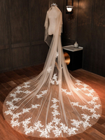 Hochzeit Schleier Zwei Tier Lace Tüll Cut Edge Classic Brautschleier