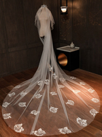 Hochzeit Schleier zwei Tier Lace Tüll Cut Edge Classic Brautschleier