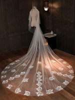 Hochzeit Schleier Zwei Tier Lace Tüll Cut Edge Classic Brautschleier