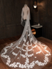 Hochzeit Schleier zwei Tier Lace Tüll Cut Edge Classic Brautschleier