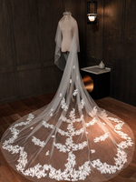 Hochzeit Schleier zwei Tier Lace Tüll Cut Edge Classic Brautschleier