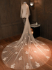 Hochzeit Schleier zwei Tier Lace Tüll Cut Edge Classic Brautschleier