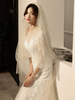 Hochzeit Schleier Zwei Tier Lace Tüll Cut Edge Classic Brautschleier