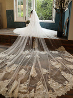 Hochzeit Schleier Zwei Tier Lace Tüll Cut Edge Classic Brautschleier