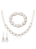 Hochzeit Schmuck Set Elfenbein Perlen Strass Braut Halskette mit Ohrringen und Armband