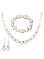 Hochzeit Schmuck Set Elfenbein Perlen Strass Braut Halskette mit Ohrringen und Armband