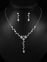 Hochzeit Schmuck Set Ohrringe Halskette Set Silber Zirkonia Braut Zubehör