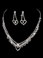 Hochzeit Schmuck Set Schatz Ohrringe Halskette Silber Strass Brautschmuck