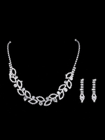 Hochzeit Schmuck Set Silber Blatt Ohrringe und Halskette Strass Braut Halskette Set